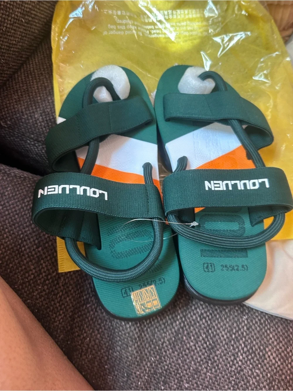 Loulven Men Green Orange White Adventure Sandals